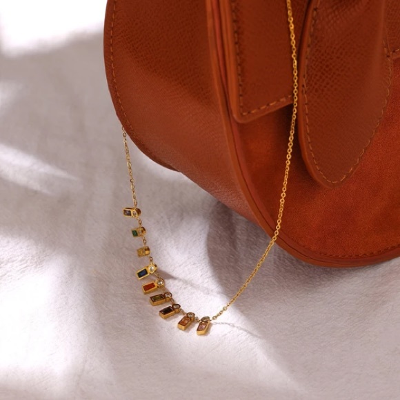 💙18K gold plated rainbow necklace - Picture 2 of 5